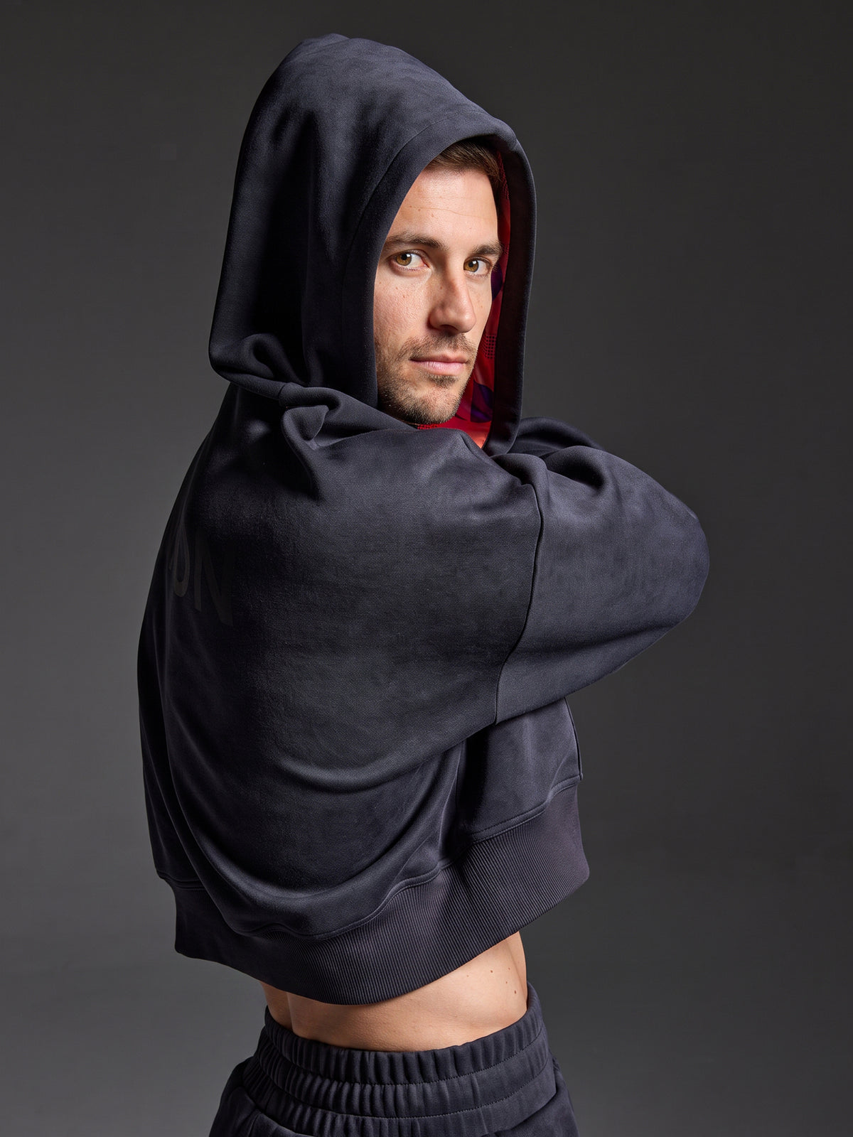 KINKON Cropped Hoodie Dark Gray