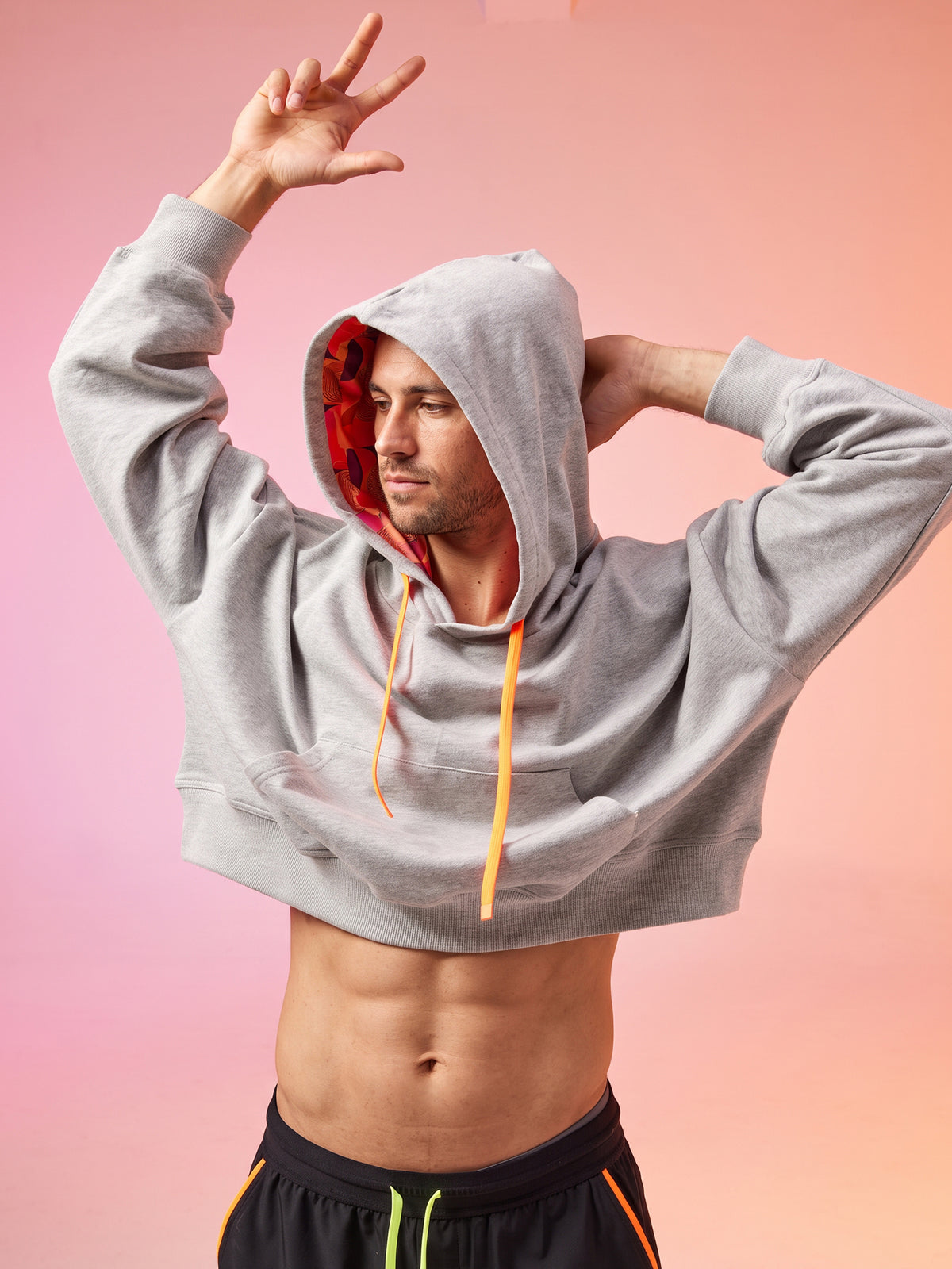 KINKON Cropped Hoodie Melange