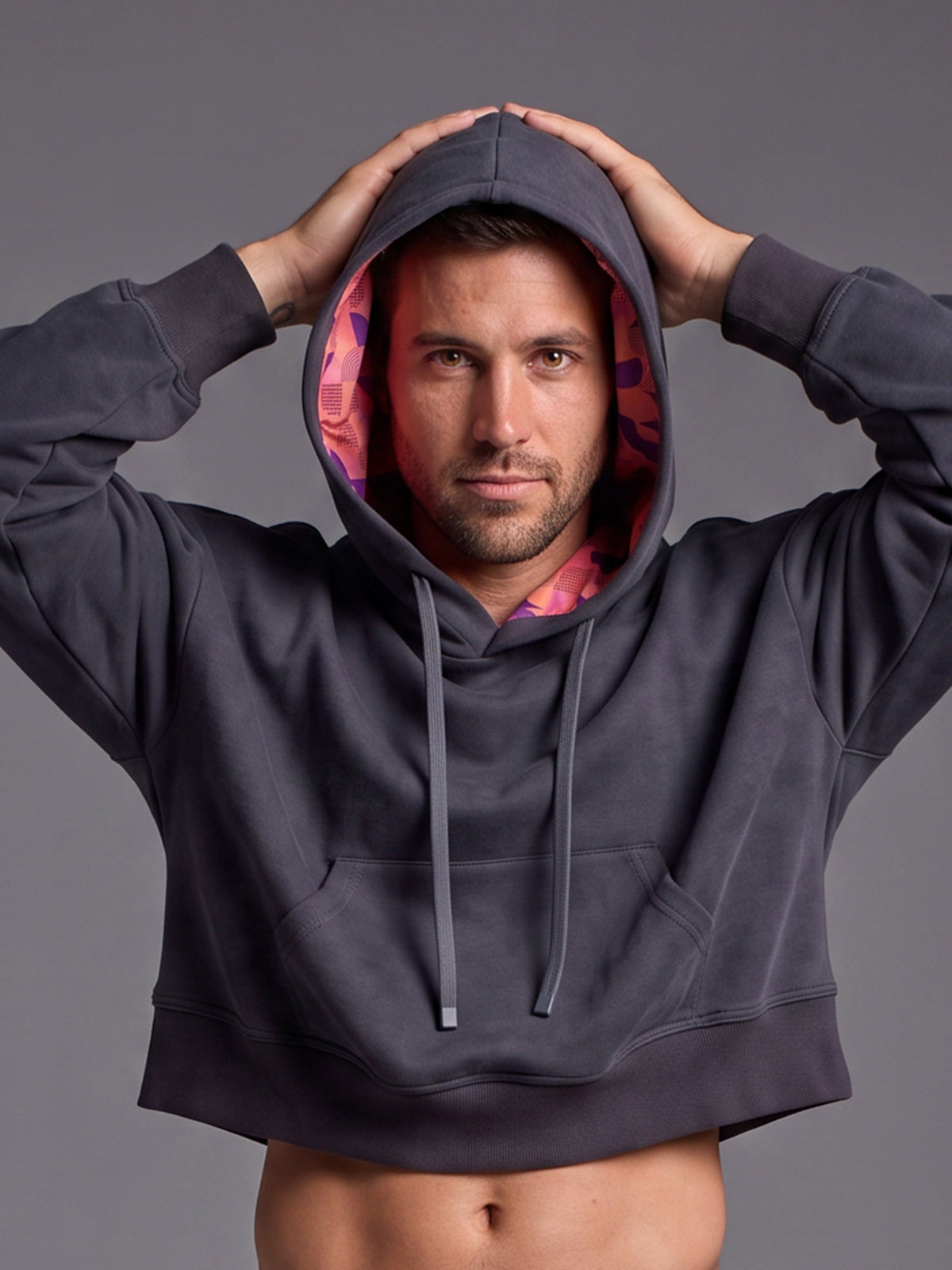 KINKON Cropped Hoodie Dark Gray