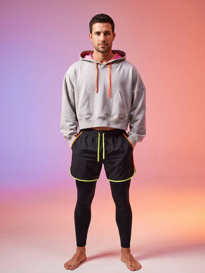 KINKON Cropped Hoodie Melange
